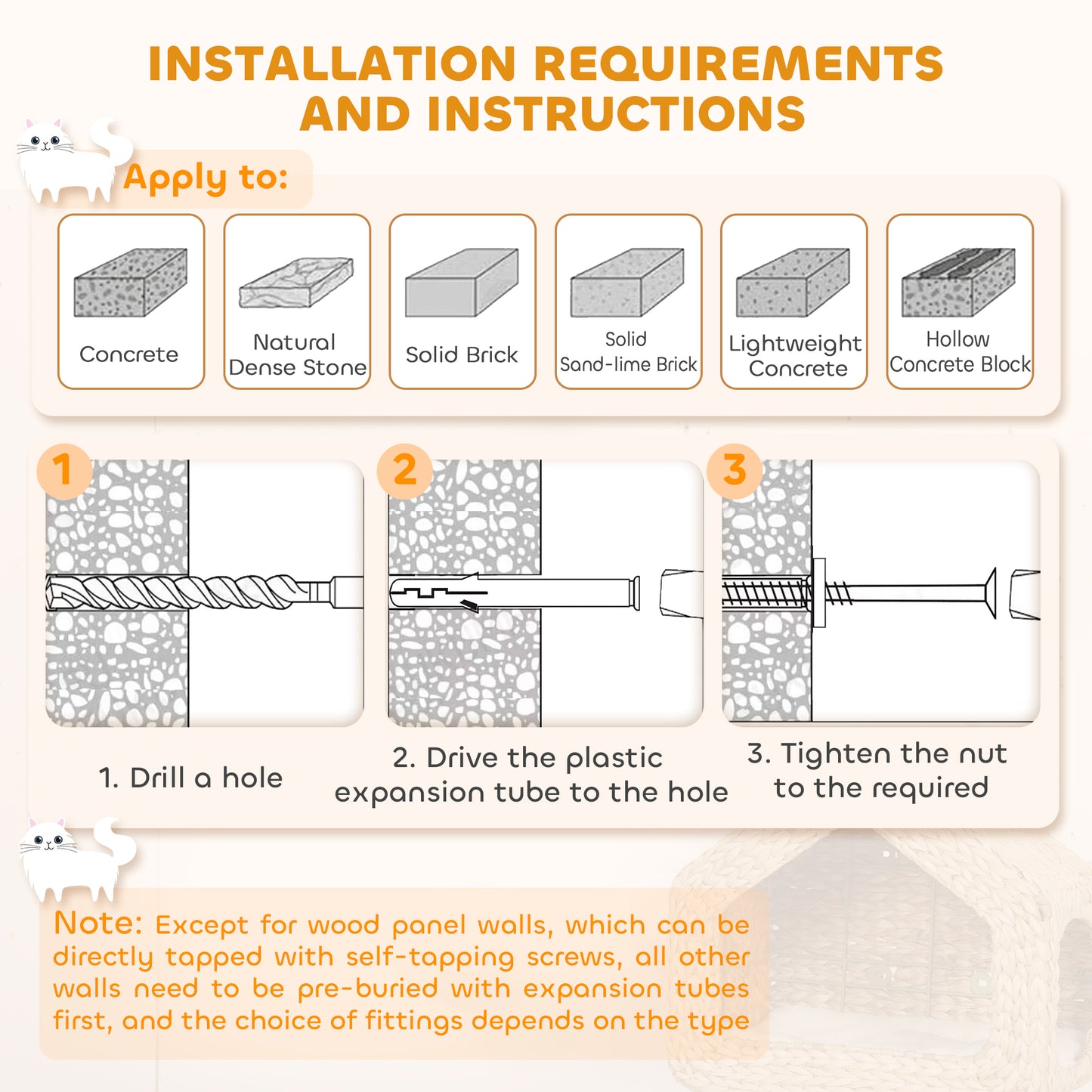 Wall Mounted Cat House, Cat Wall Furniture, Cat Wall Shelf with Washable Cushion, Natural