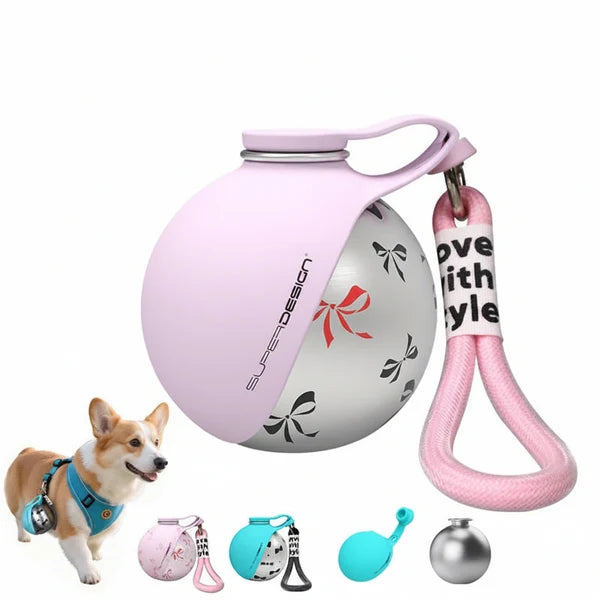 Portable Dog Water Bottle with Drinking Bowl – Stainless Steel Travel Water Cup